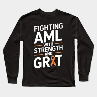 Bone Marrow Orange Ribbon Acute Myeloid Leukemia Awareness Long Sleeve T-Shirt